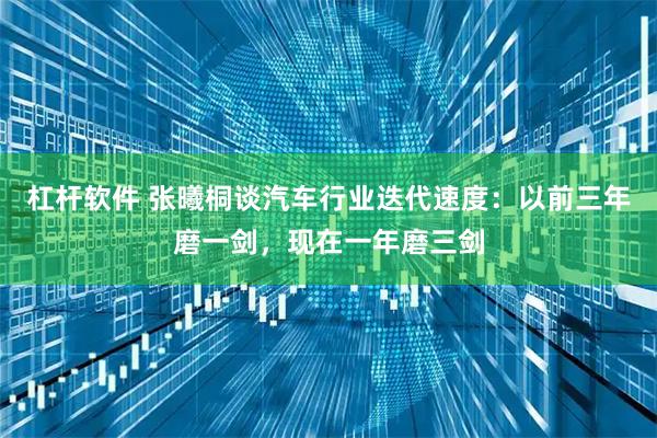 杠杆软件 张曦桐谈汽车行业迭代速度:以前三年磨一剑,现在一年磨三剑