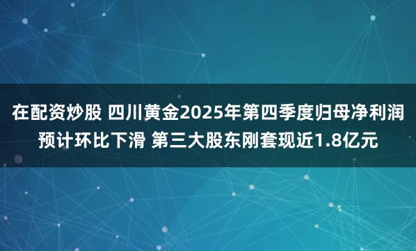 在配资炒股 四川黄金2025年第四季度归母净利润预计环比下滑 第三大股东刚套现近1.8亿元