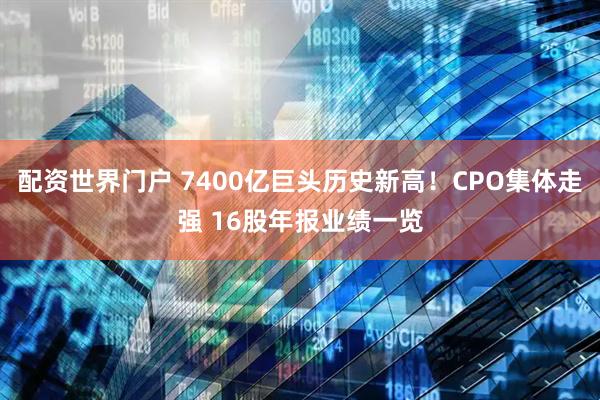 配资世界门户 7400亿巨头历史新高！CPO集体走强 16股年报业绩一览
